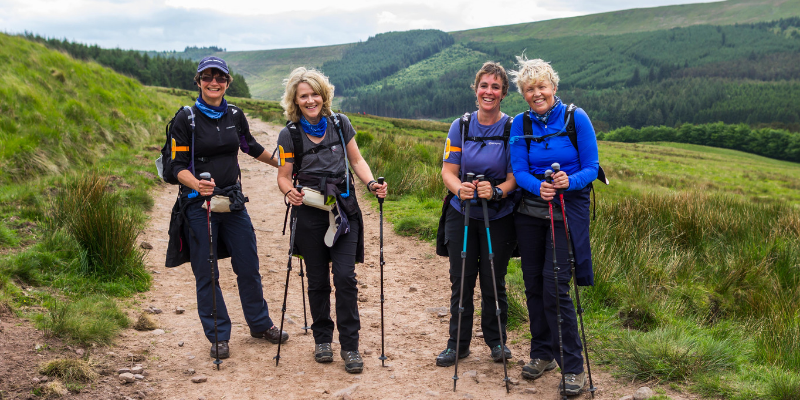 A group of four taking part in The Yorkshire Three Peaks Challenge